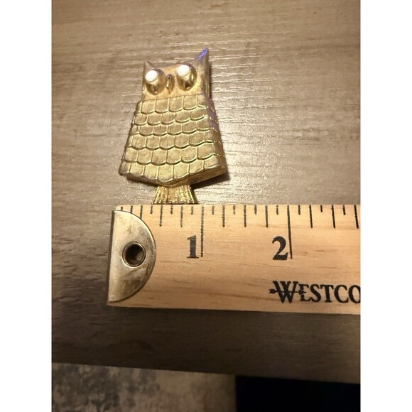 Vintage 1968 Avon Owl Brooch Pin Locket Brushed Goldtone White Stone Eyes (Rare) - Picture 8 of 8